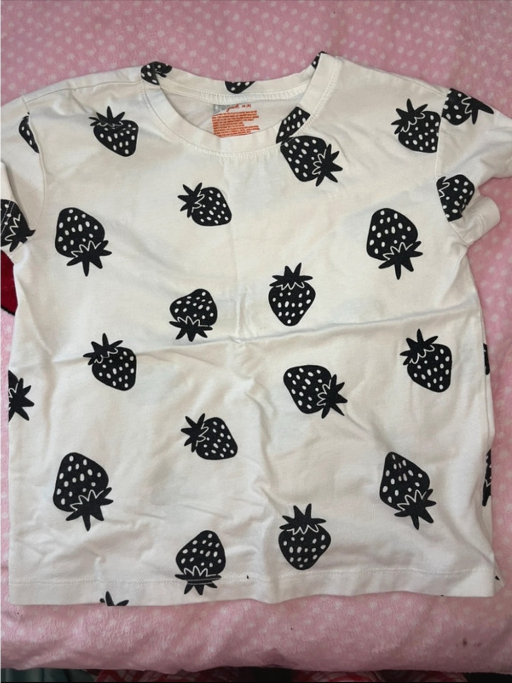 Cat & Jack White Tee with Black Strawberry Print